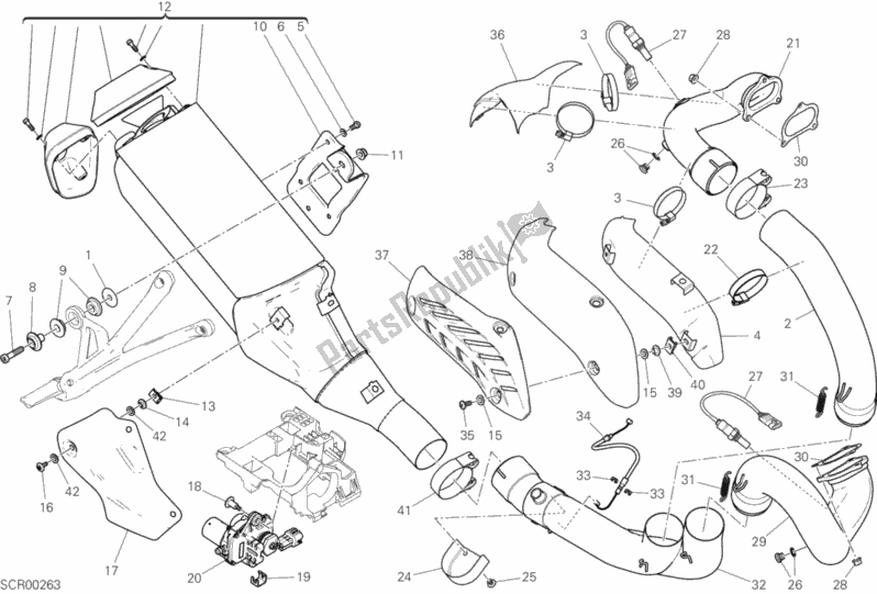 Todas as partes de Sistema De Exaustão do Ducati Monster 1200 R USA 2019